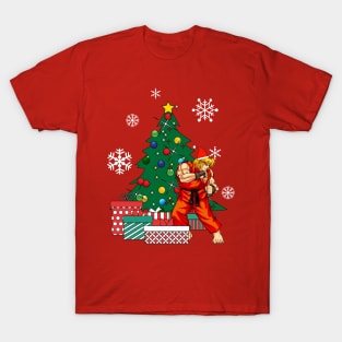 Ken Masters Around The Christmas Tree Street Fighter T-Shirt